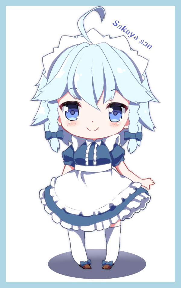 まっちゃきなこ 一旦依頼受付中止 今日もちびキャラかきかき くっきり影を付けて 彩度高めにしてみました 行錯誤の連続だけど これだ というものを見つけて 安定させるためにもっと描いてみる 東方project 十六夜咲夜 T Co