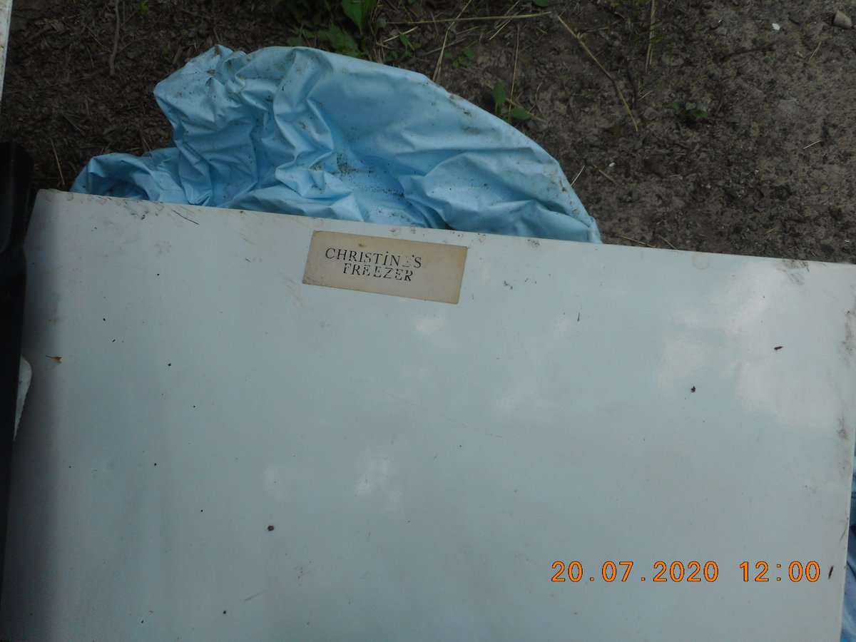 ElmbridgeBC's tweet photo. If you have any information on this fly tip Molesey Park Close recreation ground car park, which contains ‘Christine’s fridge’ please contact us at – https://t.co/WVfqZhXKL7 https://t.co/Pfii3nV7E6