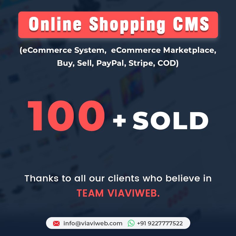 viaviwebtech's tweet image. Thank you very much for everyone.
1.envato.market/MqYVn
Online Shopping CMS (eCommerce System, eCommerce Marketplace, Buy, Sell, PayPal, Stripe, COD)
Start your own E-Commerce Store in JUST 49$
WhatsApp: +91 9227777522
Email: info@viaviweb.com
#eCommerce #eCommercescript