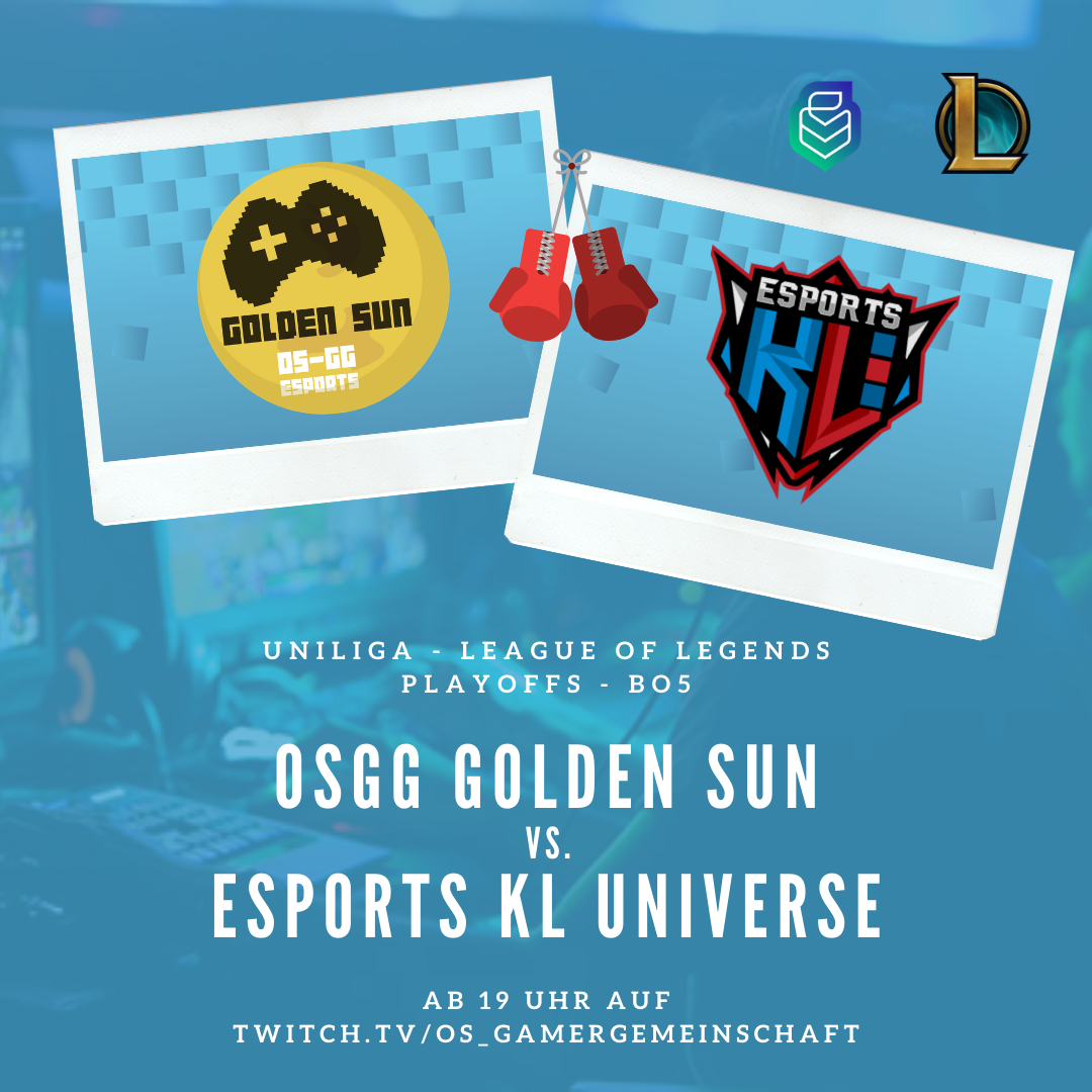 osna_gaming's tweet photo. Für unser Team geht es um den Aufstieg in die 2. Liga!
Alles geben! 🔥🔥

🎮 #LeagueOfLegends
🏆 @uniligaGG 3 - Playoffs
⚔️ #GoldenSun
🆚 @esports_kl Universe
🎙 @LeridaLoL &amp; Gast
⏰ um 19 Uhr
📺 https://t.co/jgMCk2qTly

#⃣ #OSGG #Osnabrück #Gaming #Esports #Uniliga #League #LoL https://t.co/Bb7Awo05t8