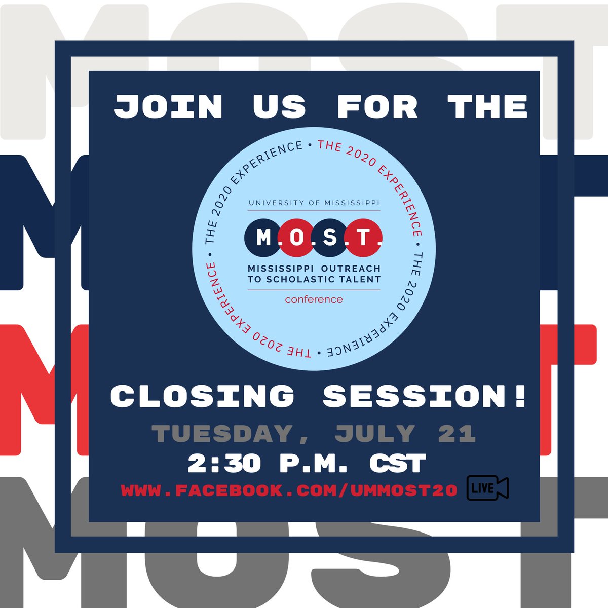 It’s the final day of the 2020 virtual MOST Conference! UM Community - join us at 2:30 pm as we close the 2020 MOST Conference via Facebook Live. #UMMOST20 #MakingTheMOSTOfYourSummer