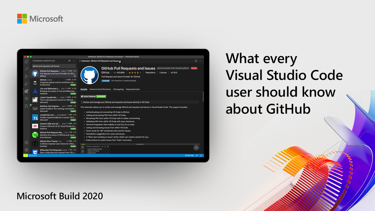 VisualStudio's tweet image. Bring your #VSCode use and your GitHub use together into a more seamless workflow: msft.it/6019TWuPL