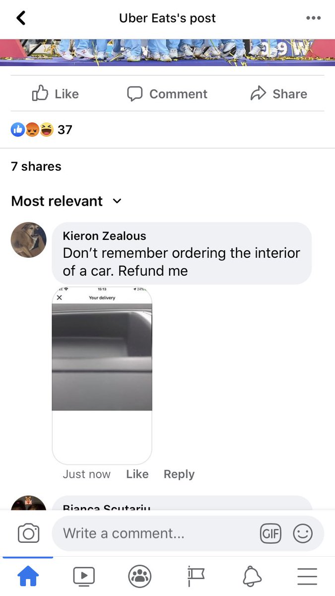 kieronsellars3's tweet photo. @ubereats_uk  are you up for refunding me for the food you never delivered or are you going to ignore my query like you did on Facebook and your customer service system? https://t.co/CmToAT7DGN