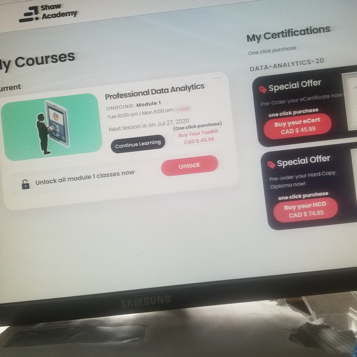traderNY12's tweet photo. @shawacademy looks like a scam, you sign in then they ask you to buy certificates which they dnt show you from outside #shawacademy #elearning #scam #programming #DataScience https://t.co/Nyte3XN74z