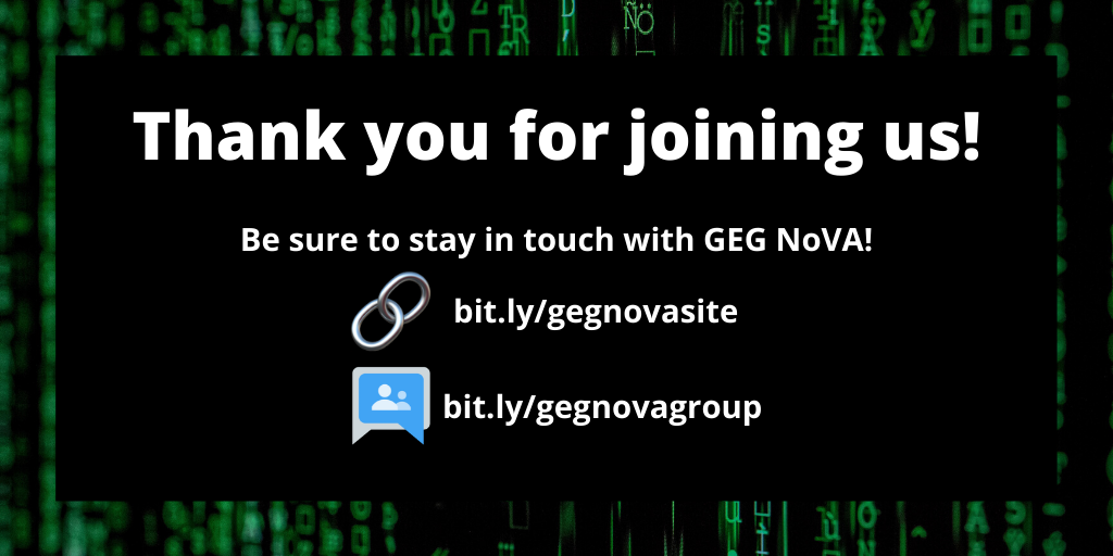 GEGNorthernVA's tweet photo. Thanks for joining the #HackEfficiency #VSTEVirtual chat! Be sure to follow @GEGNorthernVA for more #efficiency tips & tricks in the future! You can also connect w/ over 100 educators from across #NoVA & all over the world in our #GoogleGroup at https://t.co/nHqeNYTtLr! @VSTE https://t.co/PK66bj7lRM