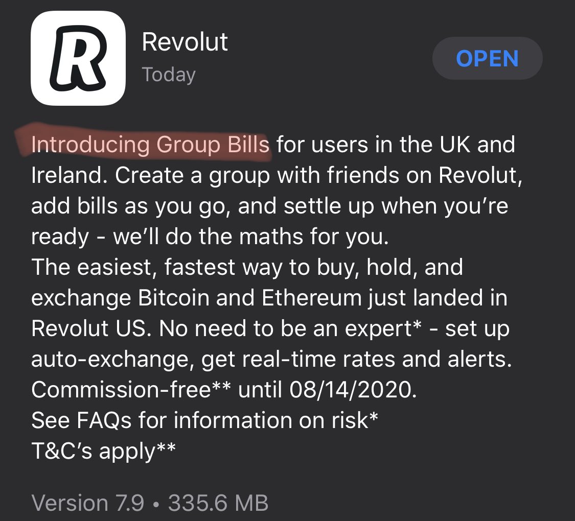 Hey @RevolutApp, what’s this new Group Bills on the new update? I couldn’t find nothing related to this on the app... 🤔