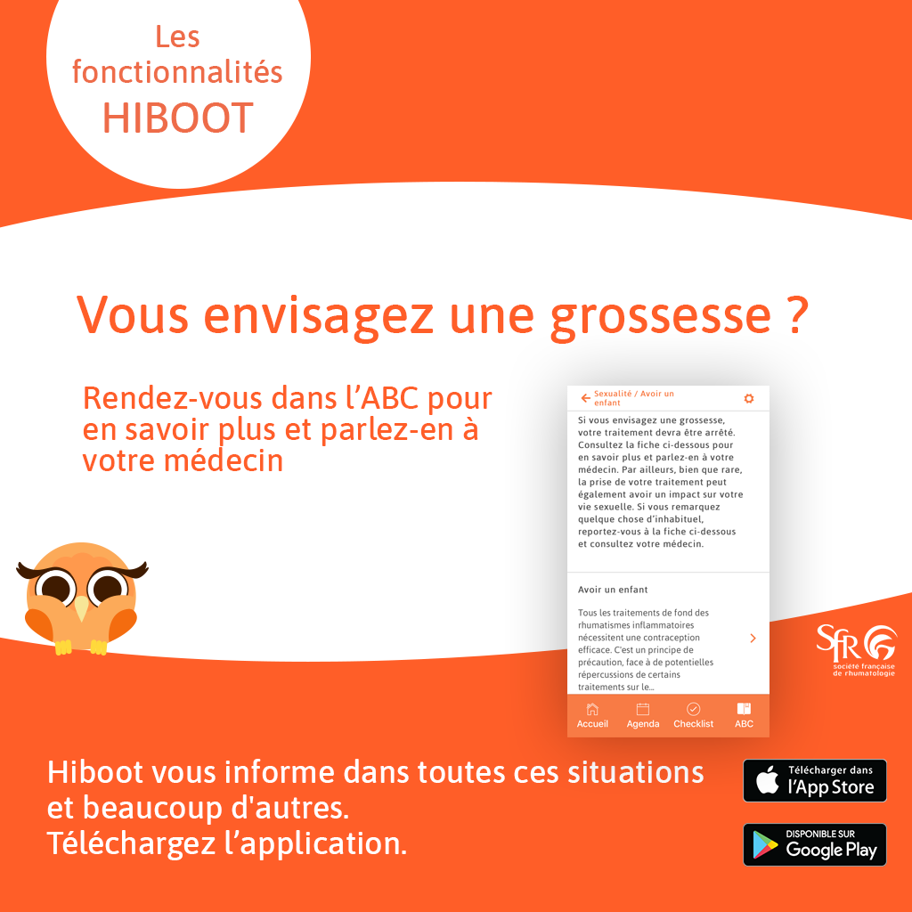 AppliHiboot's tweet photo. Vous envisagez une grossesse ? ❗Soyez vigilant  ❗ 
👉 Restez toujours informé avec l'#appli Hiboot
Androïd: https://t.co/frPrRTFhMW
Apple: https://t.co/ODQR3igt52
#spondy #rhumatismes #polyarthrite https://t.co/YPvXyhldYV