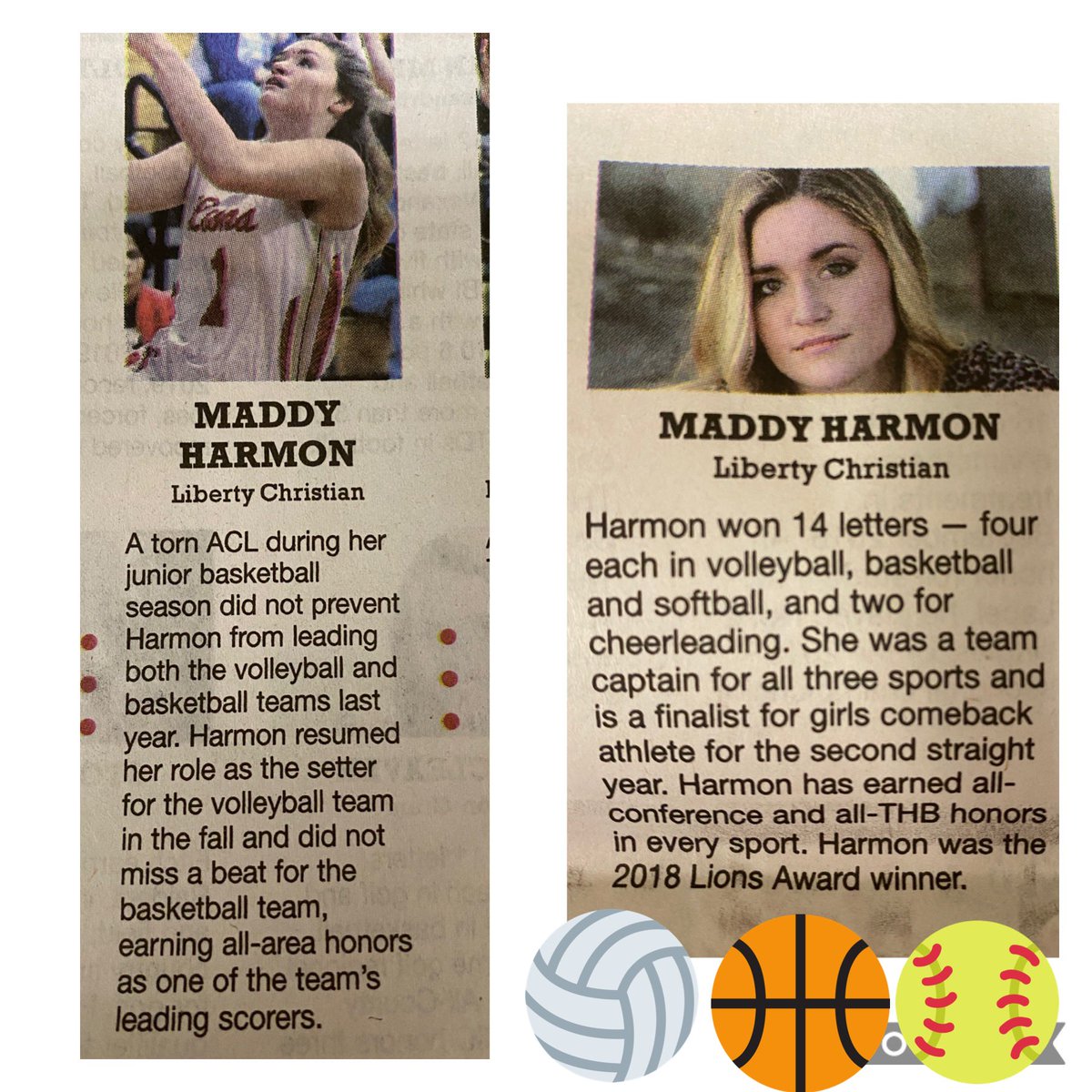 stacy4300's tweet photo. So proud of @maddyharmon_   Such an honor to be recognized and nominated for THB Sports Awards. @maddyharmon_ is nominated for the Johnny Wilson Award and the Comback Award. Thanks @thbsports, @hunt_Rob and @LionsAthletics https://t.co/crrY0gMXnF