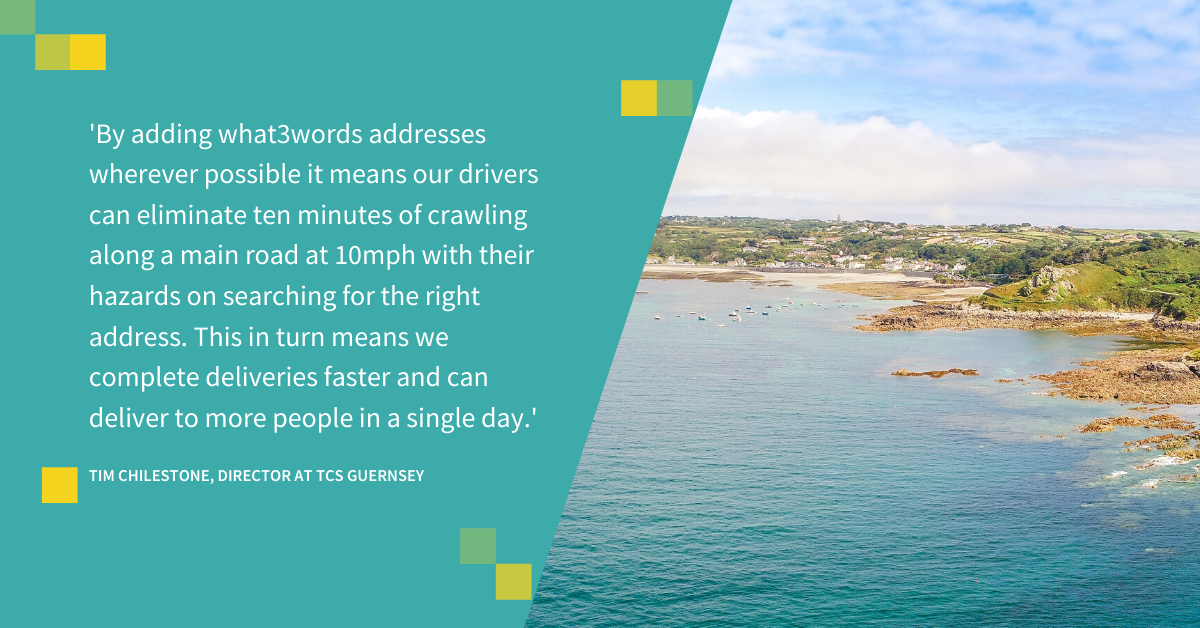 Image of Guernsey on right with quote on left from Director at TCS Guernsey