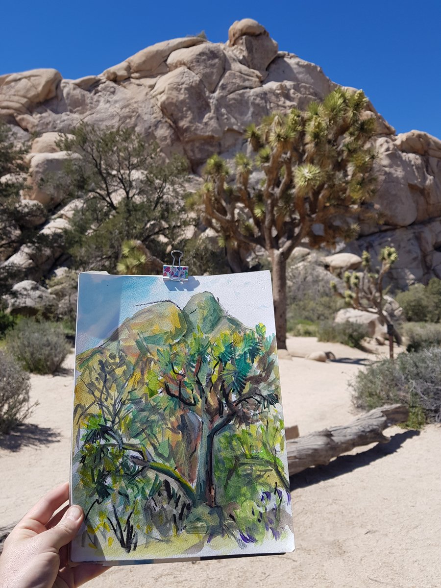 19/04/12Spent the morning at Barker Dam painting and hiking my way around Joshua Tree. Met a local ranger and had a chat before heading on towards the city of Angels.  #MLB  #DiamondsOnCanvas  #AndyBrown