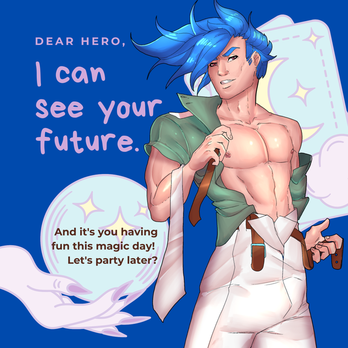 Der Magier has agreed to read your future. It involves lots of sex and partying. No surprize there. 