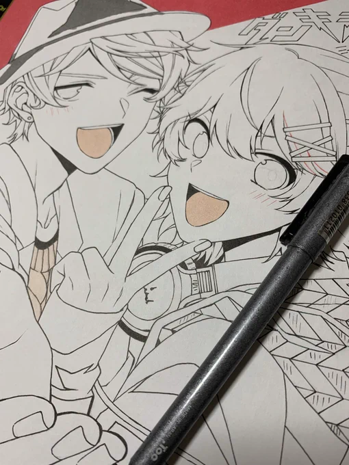 以前色紙プレゼントで描いた過程残ってたので上げときます #ダンキラ 