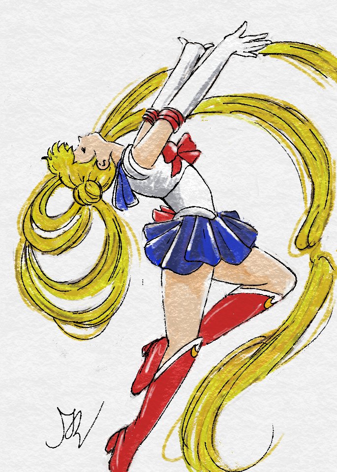 Mooglifeart's tweet image. Made a digital version of a painting I did the other day. I really like #Freshpaint on my #surfacepro3 but I wish they didn&apos;t stop supporting it. Oh well. #sailormoon #sailormoonredraw #anime #manga #fanart #practice #forfun