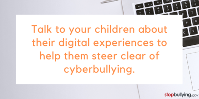 StopBullyingGov's tweet photo. Parents create trust with children when they have open, honest discussions. This includes talking about your family’s rules for appropriate digital behavior. #StopBullying #Bystander #Cyberbullying
https://t.co/IVKsrfzQQL https://t.co/yjki4IZnRP