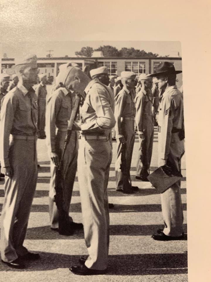 Wayne Boggs on the left. Finishing up USMC Boot Camp, Parris Island, SC 1964