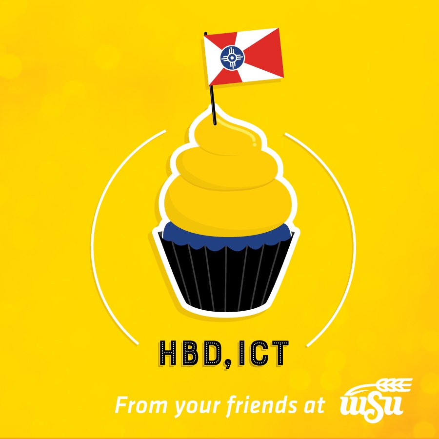 WichitaState's tweet photo. Happy Birthday, Wichita! 🎂🌾   

💛 @CityofWichita https://t.co/gvzar3tjLQ