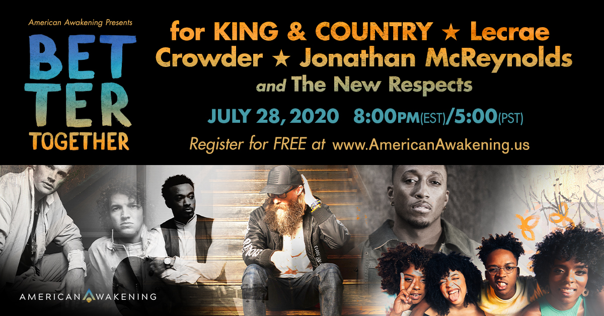 lecrae's tweet photo. I am proud to have joined together with so many great artists for American Awakening's Better Together concert. Now is the time to unite our voices and our country. Catch the concert stream on July 28 at 8PM ET. Register for access today at https://t.co/yLW1QmcXEq. https://t.co/5rJYgrQ3nb