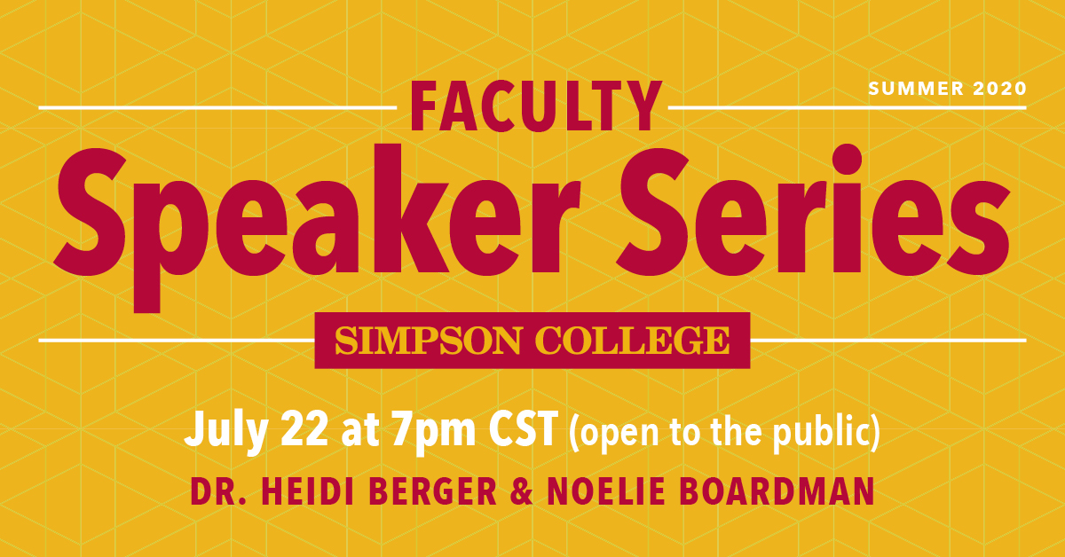 Can we fight COVID-19 with #math? Absolutely, says Dr. Heidi Berger. Find out how as she presents “Math Modeling of a Pandemic” in the next installment of the #SimpsonCollege Faculty Speaker Series.

Join us Wednesday, July 22 via Zoom: bit.ly/32DUBGI | #ONESimpson