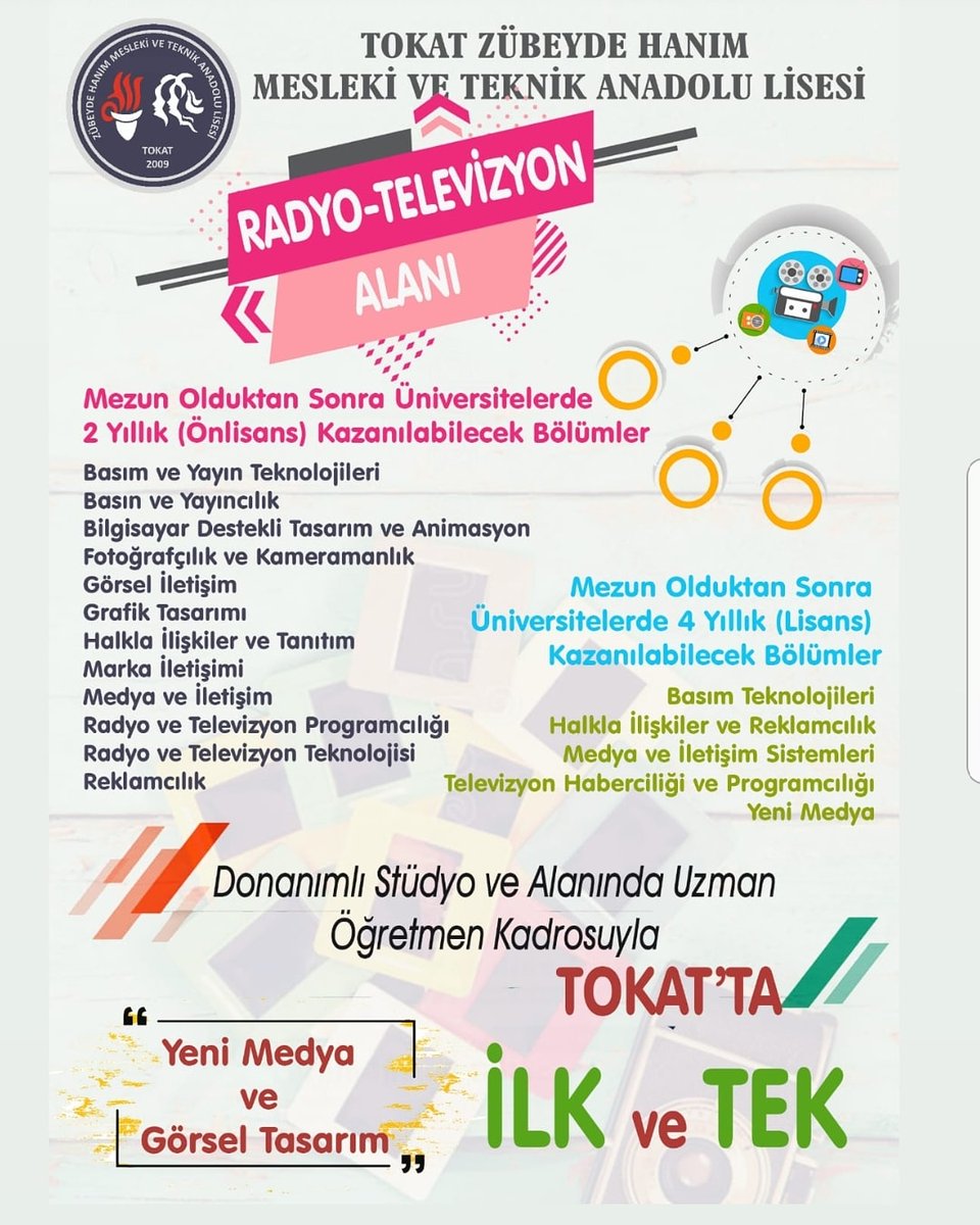 tokatmem's tweet photo. "Radyo Televizyon Alanı"

Donanımlı stüdyo ve alanında uzman öğretmen kadrosuyla Tokat Zübeyde Hanım Mesleki ve Teknik Anadolu Lisesi öğrencilerini bekliyor  #TercihimMeslekiEğitim
#meslekliselerideğisti

@tcmeb @ziyaselcuk @varmik @MeslegimHayatim @Murat4Kucukali @Agurbuztokat https://t.co/Zp8NdqS8O8