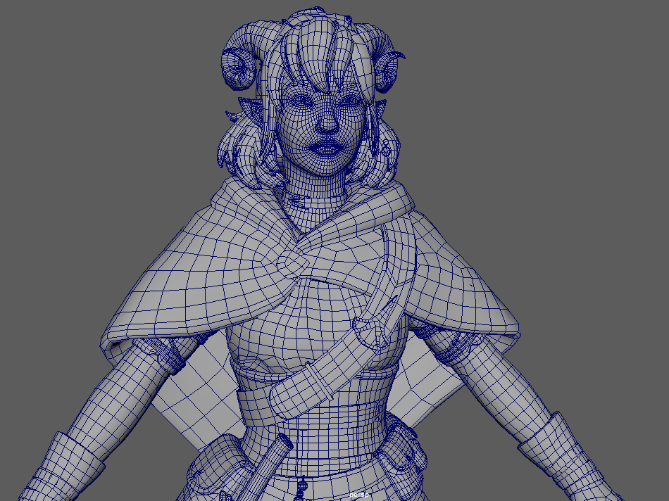 eelizabethhCA's tweet photo. Finished Jester's first retopo pass! 😊
Going to go back and do some optimization and finish unwrapping, then it is onto rigging/skinning; woo!! :,)
#Jester #Criticalrole #Maya #retopology #characterart #gamereadymodel https://t.co/HGraH4XXyZ