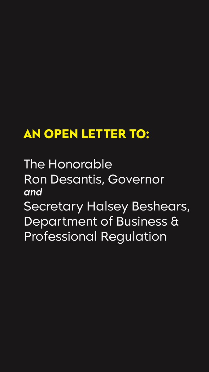 LakeTribeBrew's tweet photo. An open letter to:
The Honorable @RonDeSantisFL, Governor
Secretary Halsey Beshears, @FloridaDBPR
Representative @RamonAlexander, Member of the Florida House of Representatives, House District 8
Thank you for your time,
All Members of the Florida Craft Brewing Industry
/1 https://t.co/sryYsAE2dQ
