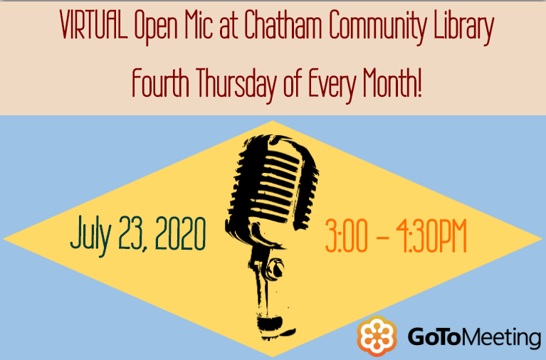 CCPLib's tweet image. Don't forget tomorrow's virtual open mic, taking place at 3pm. Register to perform or attend at tinyurl.com/CCL-OpenMic