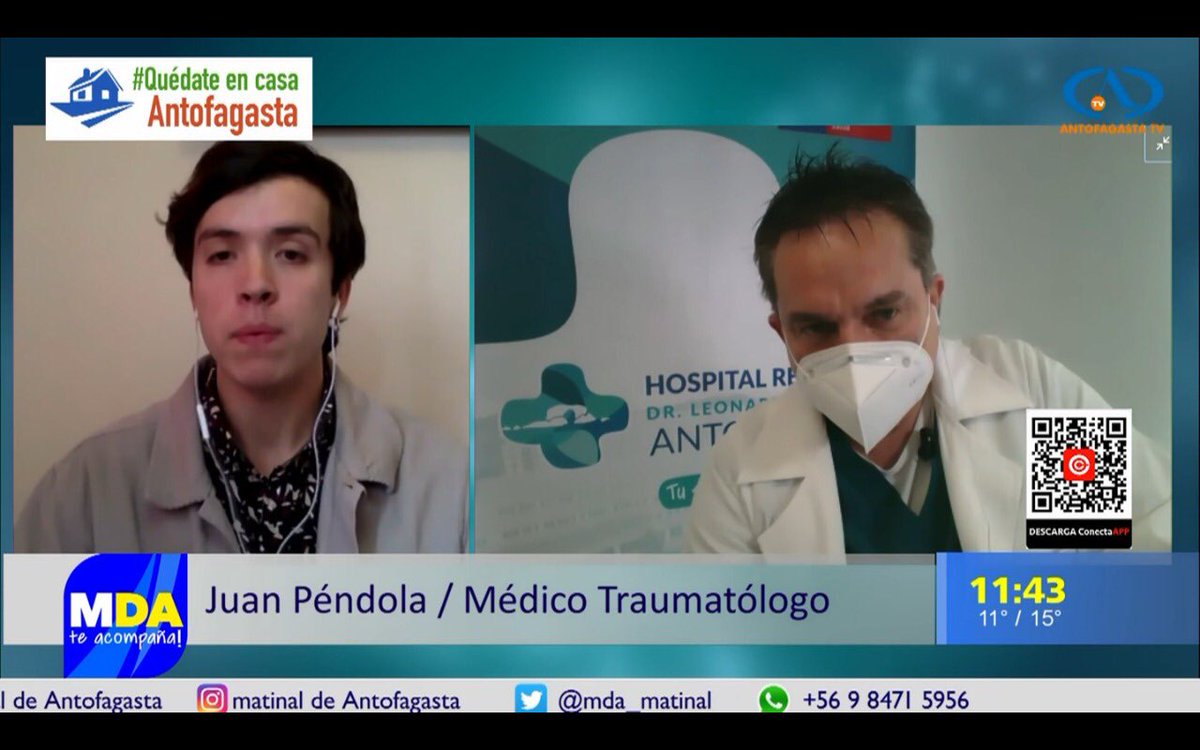 Hospital Regional de Antofagasta (@hospitalantof) on Twitter photo #21Julio | #EnVivo por el <a href="/mda_matinal/">El Matinal De Antofagasta</a> de <a href="/AntofagastaTV/">Antofagasta TV</a> el Dr. Juan Péndola, Traumatólogo del #HRA entrega consejos traumatológicos especialmente a los adultos mayores en confinamiento. ¡Sintoniza y comenta!
#PlanCoronavirus #CuidémonosEntreTodos #21Julio | #EnVivo por el <a href="/mda_matinal/">El Matinal De Antofagasta</a> de <a href="/AntofagastaTV/">Antofagasta TV</a> el Dr. Juan Péndola, Traumatólogo del #HRA entrega consejos traumatológicos especialmente a los adultos mayores en confinamiento. ¡Sintoniza y comenta!
#PlanCoronavirus #CuidémonosEntreTodos