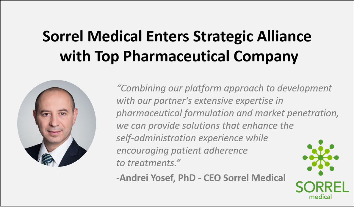 SorrelMedical's tweet photo. We are proud to announce our new #alliance with a leading global #pharmaceutical manufacturer. This strategic alliance will enable us to advance the development and introduction of our next-generation #wearable #drugdelivery solutions. Learn more: https://t.co/jvQI6CZJC0 https://t.co/chjrzcf5nZ