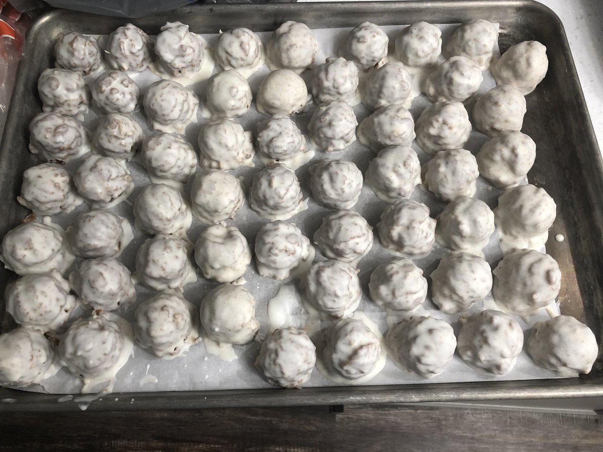 Damacmuzik's tweet photo. What am I up to? Nothing much - just baking German Chocolate Cake Balls (from scratch) with Granna Helen for Mama Mac. 🙌🏾🍰 #ThugLife #DaBaker https://t.co/VWswszr1va