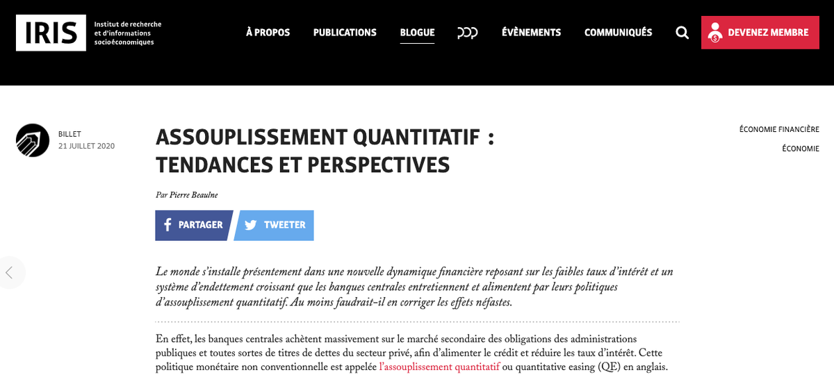 IRISrecherche's tweet photo. [Billet] Le recours à l'assouplissement quantitatif pour soutenir l'économie en temps de crise se confirme au Canada comme ailleurs. L'économiste Pierre Beaulne rappelle les avantages de cette technique, mais aussi les risques qui y sont associés. #polcan https://t.co/Kh5VSzXqma https://t.co/DE8vFxDrxi