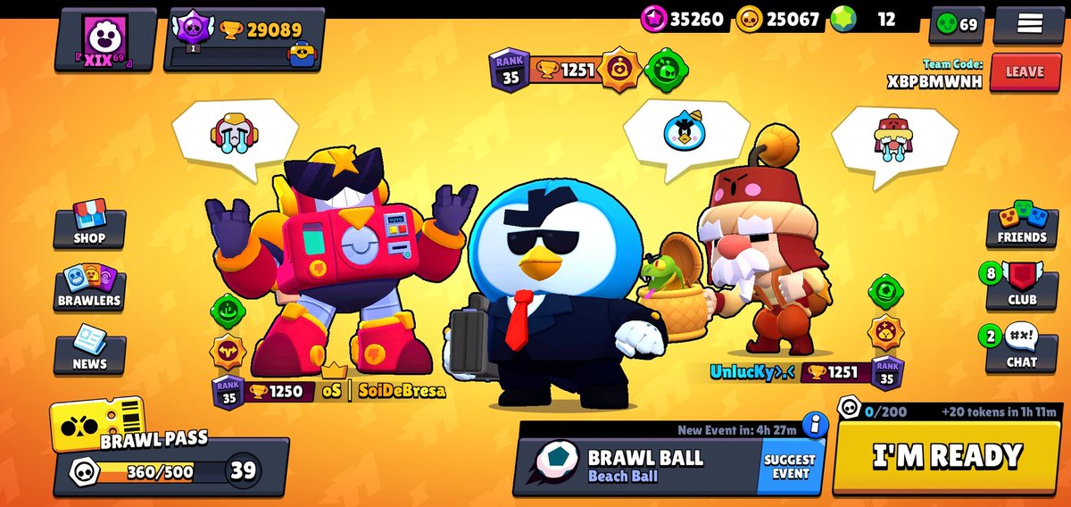 Rank 35 Mr. P🐧🐧
Con los noobs de <a href="/UnlucKy_BS/">UnlucKy</a>
&amp; <a href="/soidebresa/">SoiDeBresa</a> ♥️