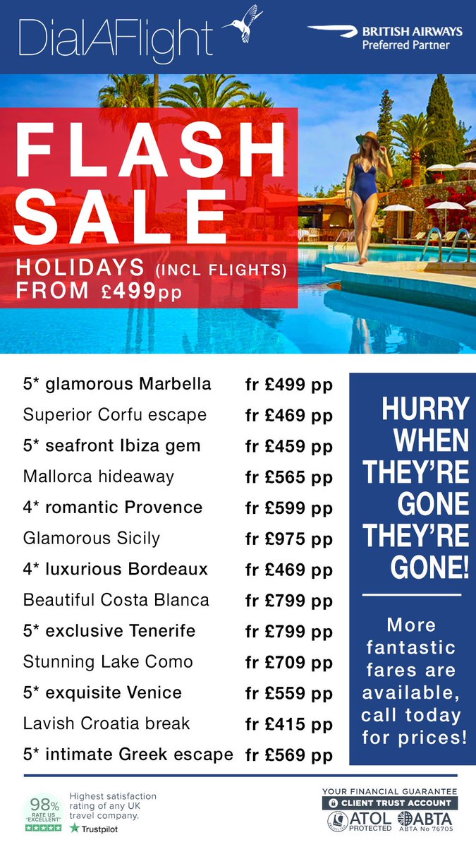 ⚡️BA FLASH SALE⚡️ - Call us today and speak to one of our travel experts on 020•7962•9933 - #ba #BritishAirways #flashsale #dialaflight #booknow #Travel #Europe #europeonsale #missingtravel #world #placestosee #sun #sea #luxury #flights #plan #holidays