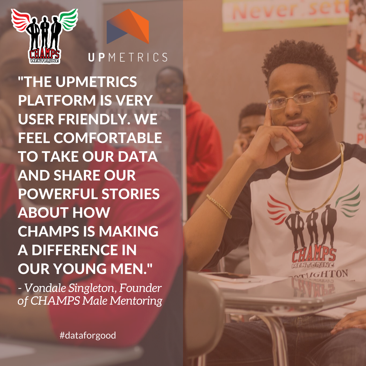 UpMetrics (@upmetricsapp) on Twitter photo We applaud <a href="/champsmentoring/">CHAMPS MALE MENTORING</a> for their efforts to impact the Chicago community during COVID-19. We are honored to help Vondale, and the CHAMPS team, share their #storiesofimpact. #dataforgood #change #dogood #philanthropy #socialgood #activism #nonprofit #community We applaud <a href="/champsmentoring/">CHAMPS MALE MENTORING</a> for their efforts to impact the Chicago community during COVID-19. We are honored to help Vondale, and the CHAMPS team, share their #storiesofimpact. #dataforgood #change #dogood #philanthropy #socialgood #activism #nonprofit #community