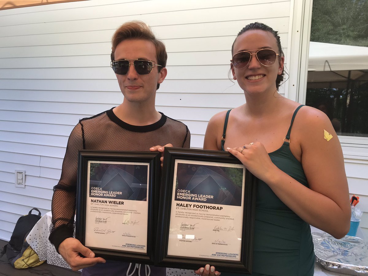 SHELTONDECA1's tweet photo. SHS DECA proud to announce National DECA Emerging Leader Award recipients Nathan Wieler and Haley Foothorap.  Thank you for all of your hard work and we wish you the Best of luck in your future! https://t.co/6yEwyKZYQr