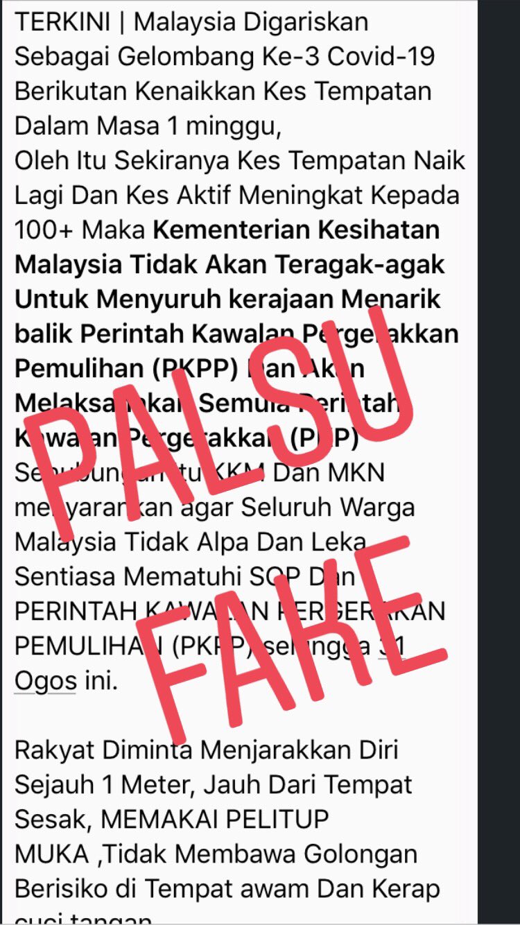 Kkmalaysia On Twitter Jangan Mudah Percaya Khabar Angin Melalui Whatsapp Rujuk Fb Twitter Dan Ig Kementerian Kesihatan Malaysia Bagi Sebarang Makluman Terkini Https T Co T3d8u91x4o Twitter