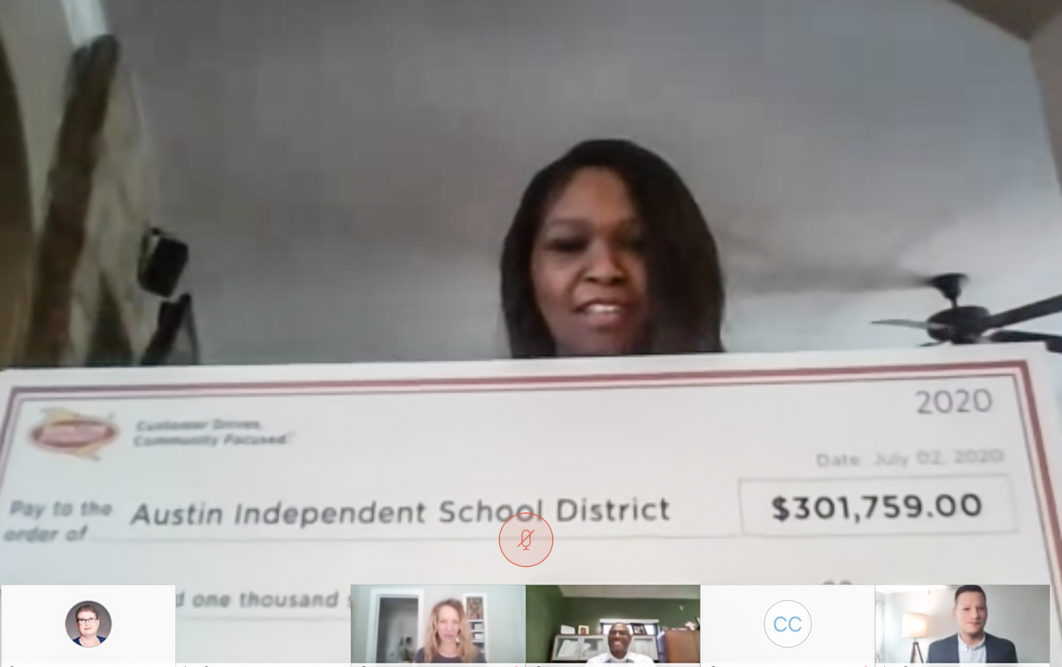 AustinISD's tweet photo. Thank you, @austinenergy, for partnering with us in our efforts to go #AISDGreen! @austinenergy presented AISD with a rebate check for $301,759! This rebate was made possible by lighting retrofits &amp;energy-efficient HVAC upgrades at several AISD schools. #AISDProud @AustinISDGreen https://t.co/8EVfiy1aTA