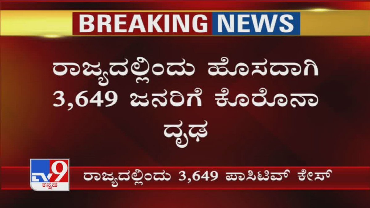 tv9kannada's tweet photo. Health Bulletin: 3,649 New Cases & 61 Deaths In Karnataka, No. Of Covid-19 Cases Rises To 71,069
Video Link ►https://t.co/nD1CZWqHy9
#TV9Kannada #HealthBulletin #KarnatakaCovid19Cases #LockdownExtesnion #CoronavirusIndia #CoronavirusLockdown #COVID19Pandemic #KannadaNews https://t.co/933wNmBcpE
