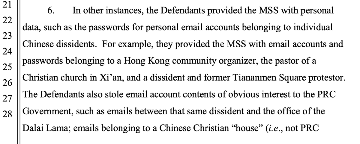 That we know which individuals provided the Chinese state's intel service with this stolen information - FOR A CRIMINAL INDICTMENT, NOT AN INTELLIGENCE PRODUCT - is nothing short of astounding.This ain't normal, kids. 