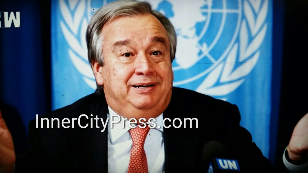 innercitypress's tweet photo. In 1 min #Persiscope of UN noon briefing of @UN_Spokesperson @StephDujarric who colluded to have Inner City Press roughed up and banned, has now been asked in writing about @AntonioGuterres #UNsexploitation and #GhislaineMaxwell, DRC, etc https://t.co/8GmY6lJmzh