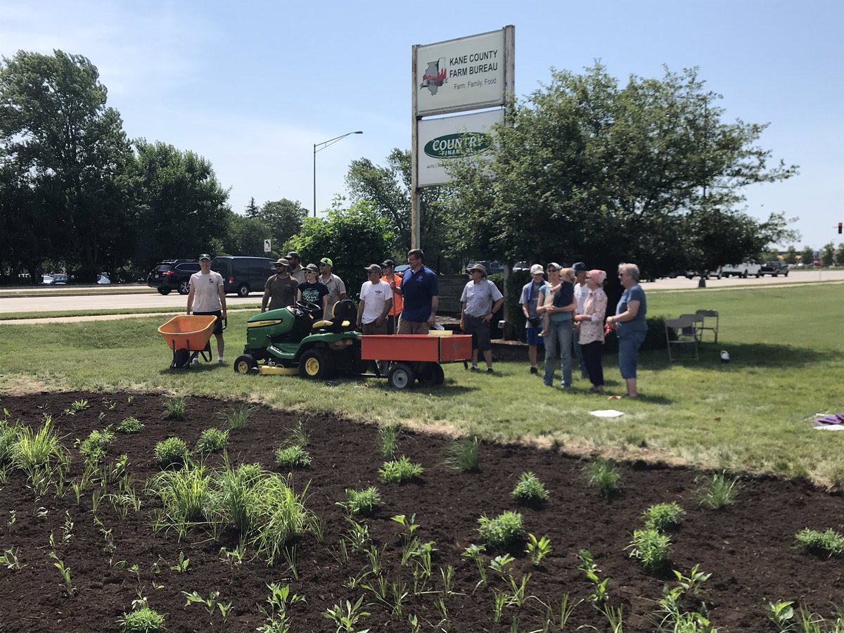 Success! Over 2 dozen volunteers came out on hot Saturday to help plant our pollinator garden, which helps the environment &amp; will serve as a demonstration &amp; education project for the public, farmers &amp; teachers. 
#pollinator #agriculture #illinoisfarmbureau