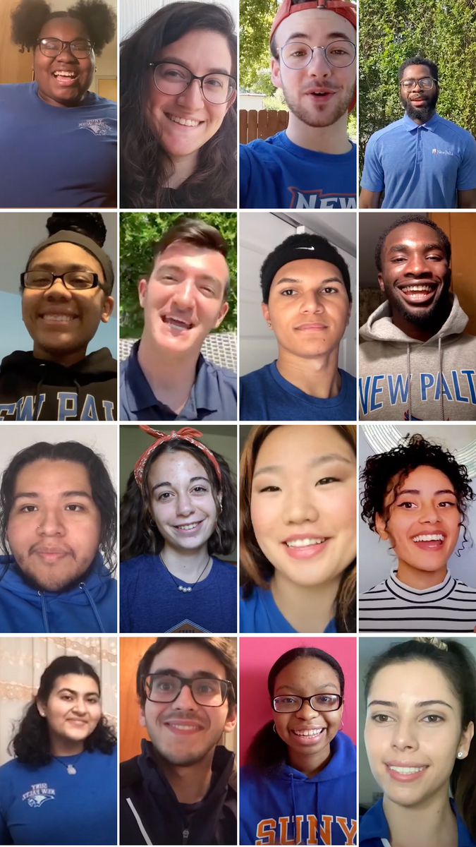 newpaltz's tweet photo. Meet the 2020 Virtual Orientation staff! We're so excited to welcome new students to our community through a new, online Orientation experience. https://t.co/dbmN70levN #nporientation #npsocial #newpaltz #sunynewpaltz https://t.co/hVNn7r3Imc
