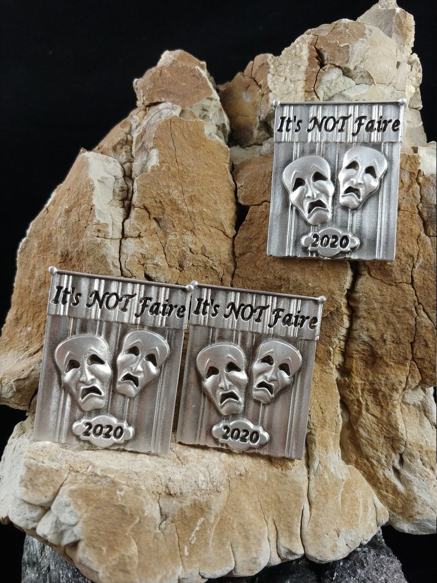 PewterSheldon's tweet photo. Latest addition to my #etsy shop: Due to Faire cancellations this double tragedy pin screams "It's NOT Faire" https://t.co/y6GbgX5KBI #artisanmade #RenaissanceFaire #tragedymask #pandemicpin #SupportSmallBusiness #2020Cancellations https://t.co/EMV1mI2prI