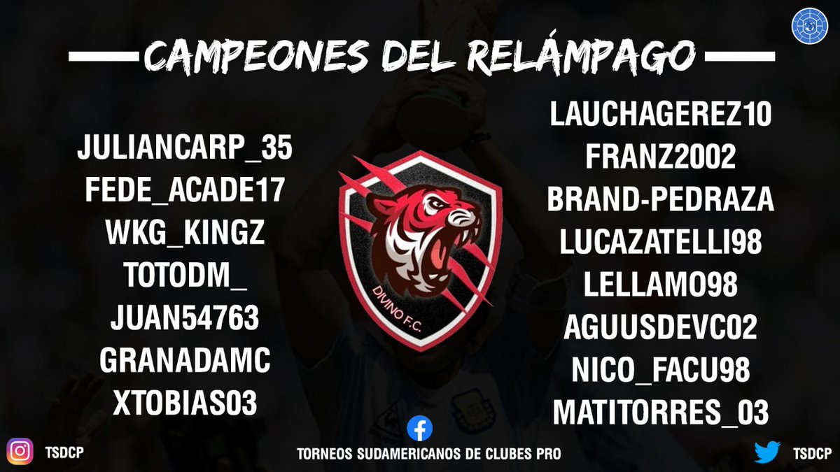 TSDCP's tweet photo. Queremos felicitar 🥳🥳 a @DivinoFC_ por salir campeón 🏆🎖️ del relámpago vip TSDCP y así obtener una entrada gratuita al torneo pago mensual.
Campaña del campeón 👇
6PJ: 5PG: 0PE: 1PP: 10GF: 5GC: +5DG
#juegoentsdcp
#torneorelampago
#tsdcp
#campeones https://t.co/6pZNskcAs5