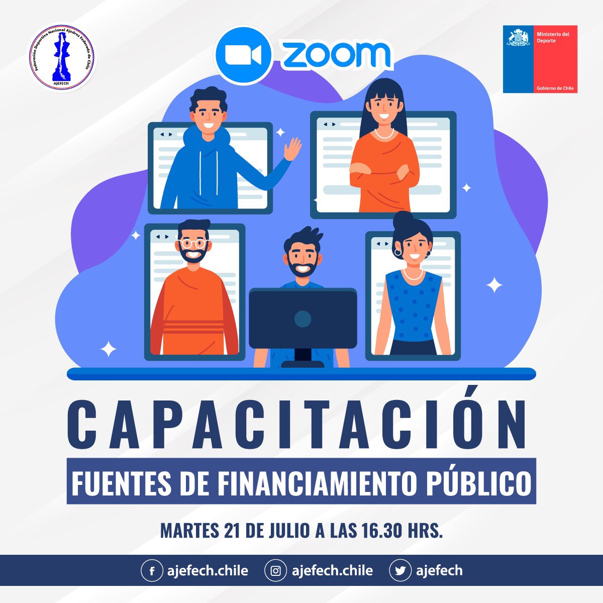 Federación de Ajedrez de Chile - AJEFECH (@ajefech) on Twitter photo Hoy a partir de las 16:30 hrs., Capacitación en Fuentes de Financiamiento Público para dirigentes de Clubes Federados de #Ajedrez, actividad dictada por <a href="/INDChileOficial/">IND Chile 🇨🇱</a> y organizanda por <a href="/ajefech/">Federación de Ajedrez de Chile - AJEFECH</a>. #ajedrezchileno #chess #Chile <a href="/MindepChile/">Ministerio del Deporte</a> <a href="/MindepMetro/">Mindep Metropolitana</a> Hoy a partir de las 16:30 hrs., Capacitación en Fuentes de Financiamiento Público para dirigentes de Clubes Federados de #Ajedrez, actividad dictada por <a href="/INDChileOficial/">IND Chile 🇨🇱</a> y organizanda por <a href="/ajefech/">Federación de Ajedrez de Chile - AJEFECH</a>. #ajedrezchileno #chess #Chile <a href="/MindepChile/">Ministerio del Deporte</a> <a href="/MindepMetro/">Mindep Metropolitana</a>