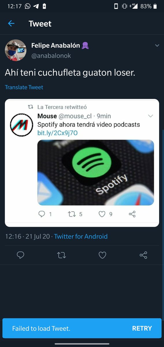 Este es Felipe Anabalon (anabalonok en Twitter) el ejemplar trabajador de <a href="/zappingtvla/">Not</a>, la empresa que cobija al estafador de Niu/Big Radio. No podemos citarlo por que nos tiene bloqueado, obviamente.