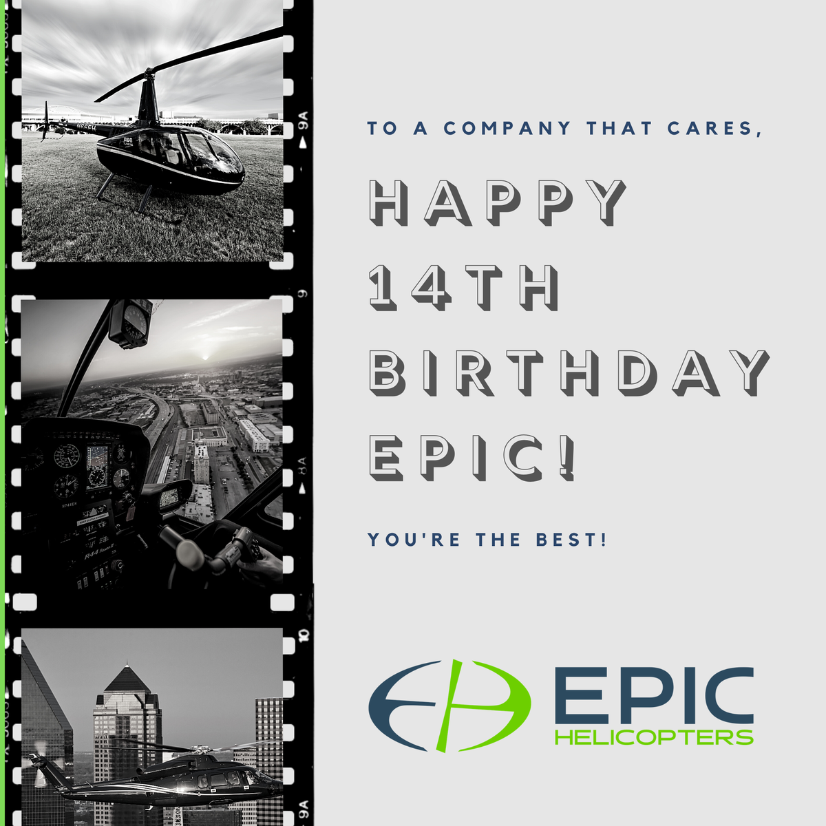 EpicHelicopters's tweet photo. A big Happy Birthday to our Team at Epic Helicopters!

We have enjoyed helping many exceed in their flight training aspirations. We look forward to continue serving our aviation community for many more years to come! #BlueSkies #ByWayOfEpic https://t.co/3mg4zuCUwP