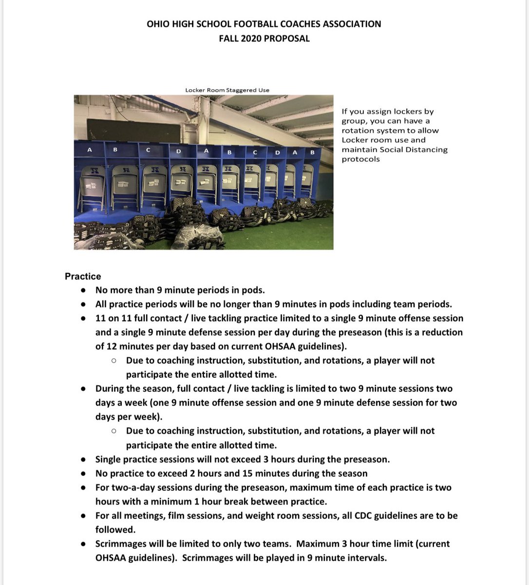 OHSFCA proposal continued...This is showing practice protocols...- limiting full contact- check-in protocols- examples of how drills need to look different
