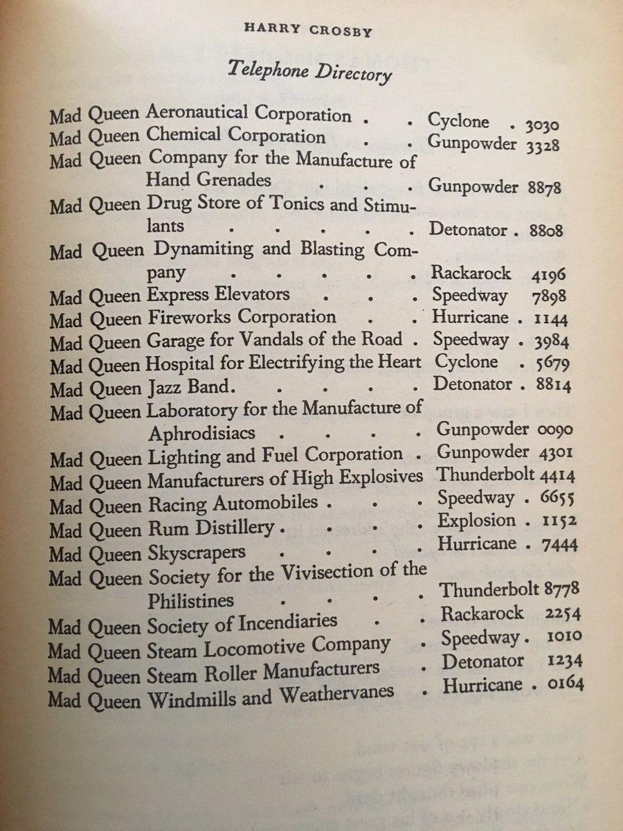 Relatively few card-carrying Surrealists are represented in this anthology. The book illustrates the remarkable extent to which surrealism influenced avant-garde poetry in the Anglophone world. And as for Harry Crosby: for me it was love at first sight