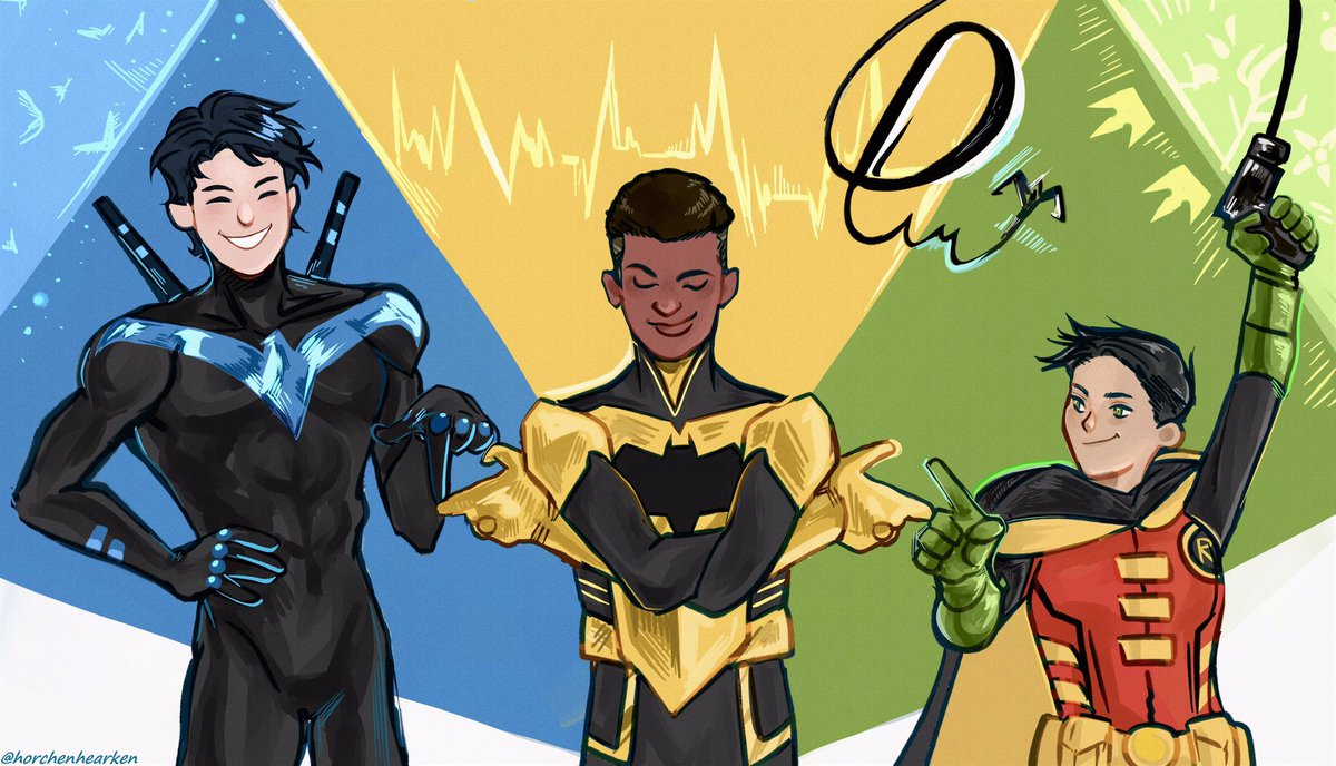 Big D,Younger D and Little D
they are D-Squad！💙🧡💚
#dickgrayson #dukethomas #DamianWayne #batfam