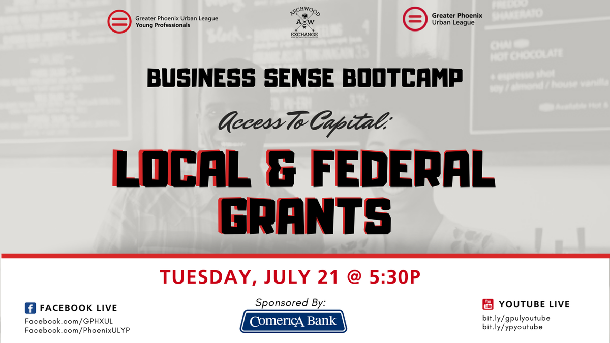 ComericaBank's tweet photo. Are you a small business owner or entrepreneur? Tonight join the @Phoenixulyp for a webinar to learn about private, local &amp; federal grants. https://t.co/FR94zdPXC7